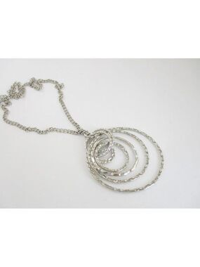 29" Silvertone Necklace with Multi Hoop Charm